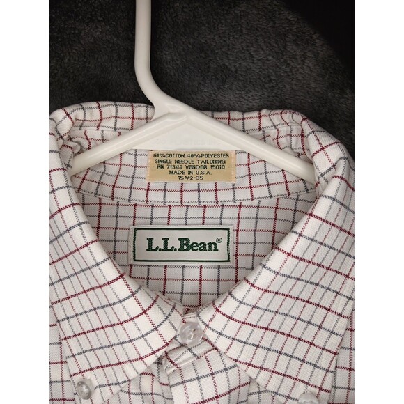 Mens L.L.Bean Medium Button Up Long Sleeve Shirt Checkered - Picture 3 of 3